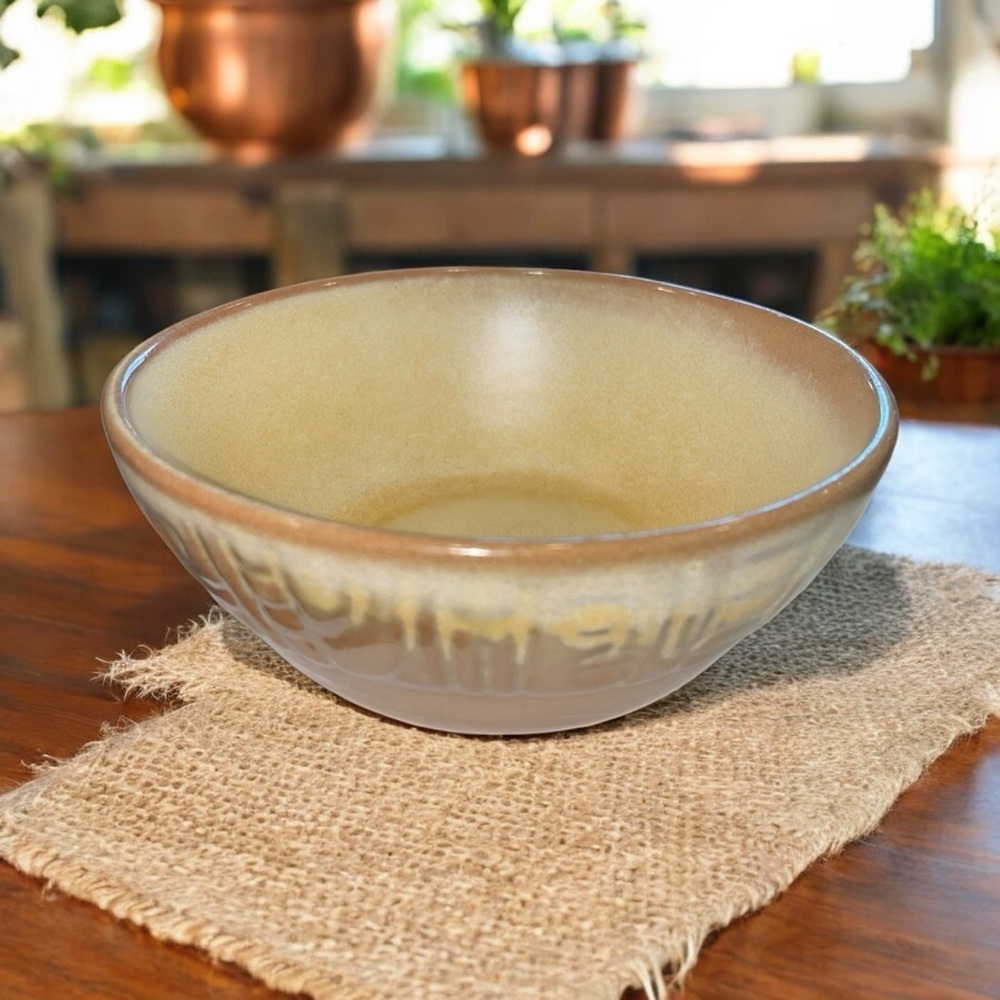 Vintage Frankoma Pottery Bowl #7X – Tan/Brown Glaze – 6” Diameter